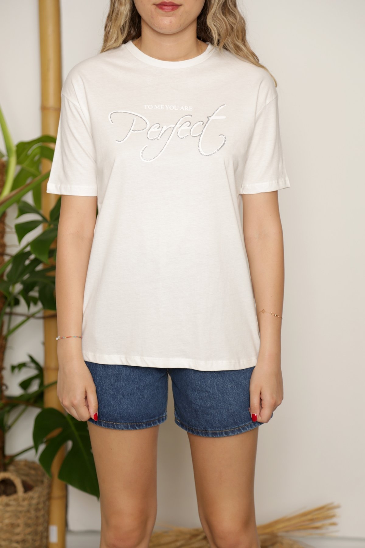 Ekru Perfect Baskılı Tshirt 