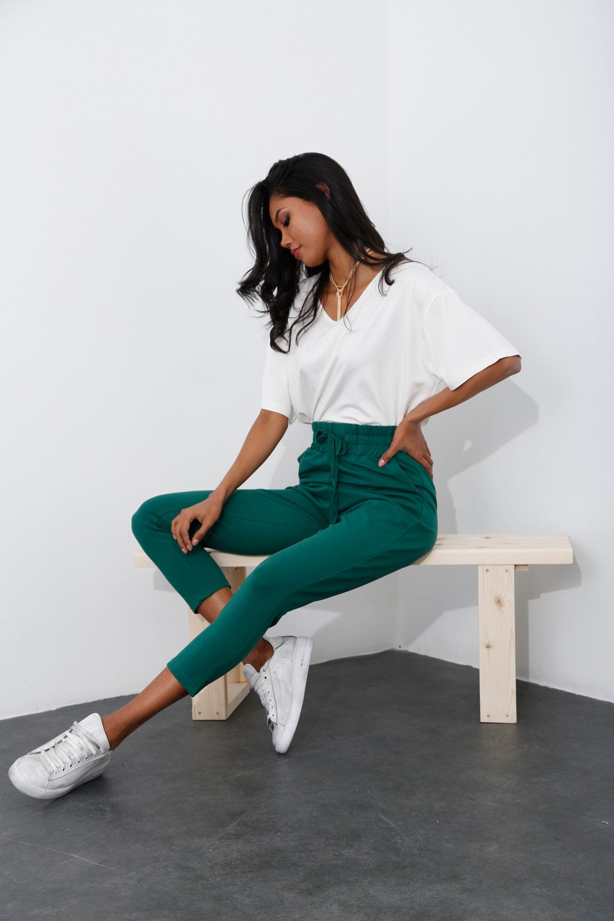 Ekru V Yaka Oversize Tshirt 26794