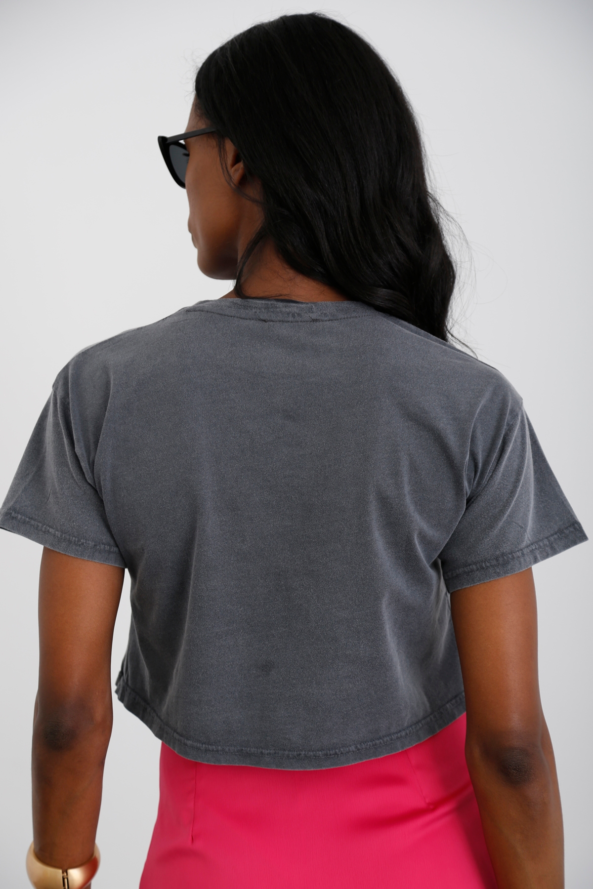 Füme Baskılı Crop Tshirt 19137