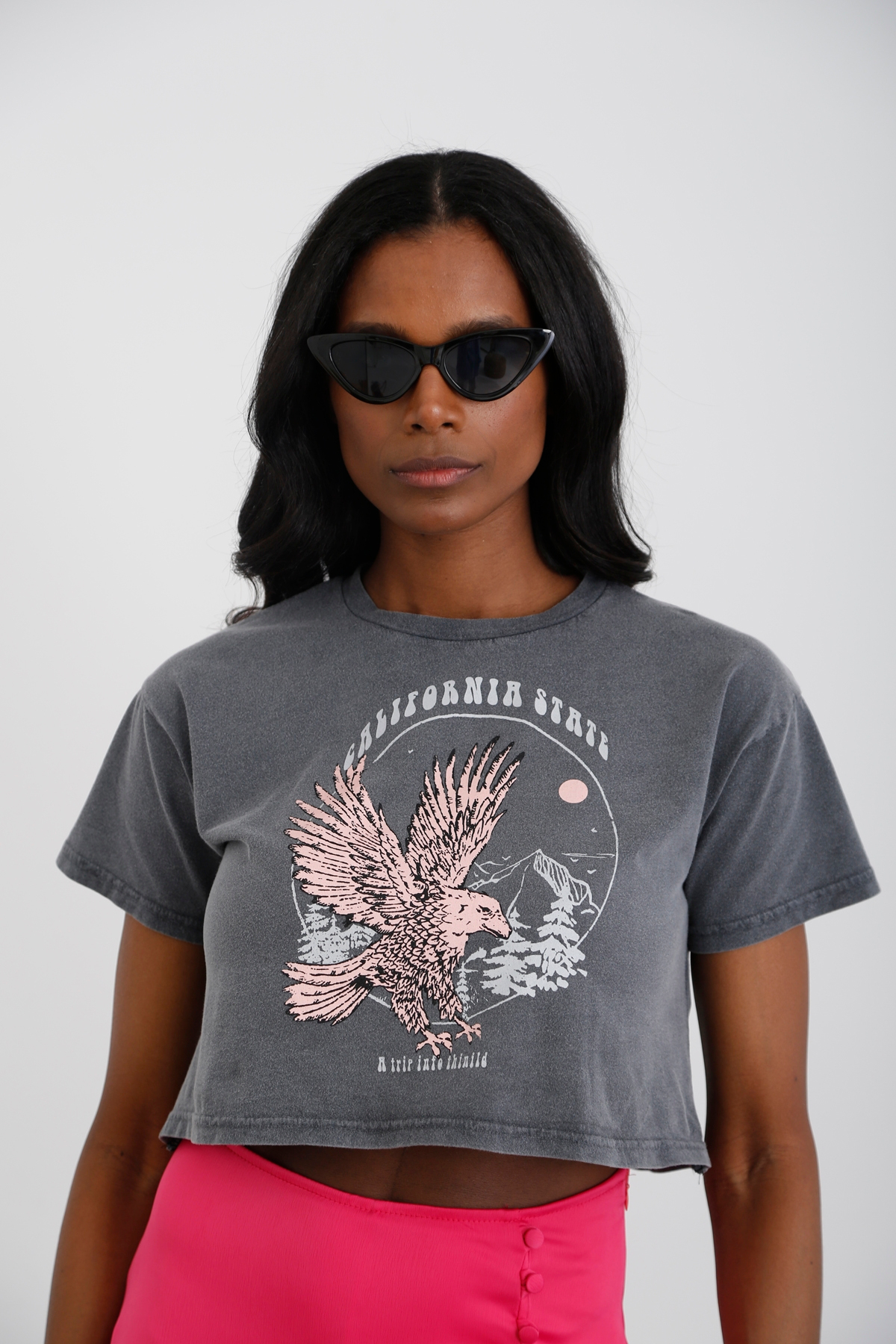 Füme Baskılı Crop Tshirt 19137