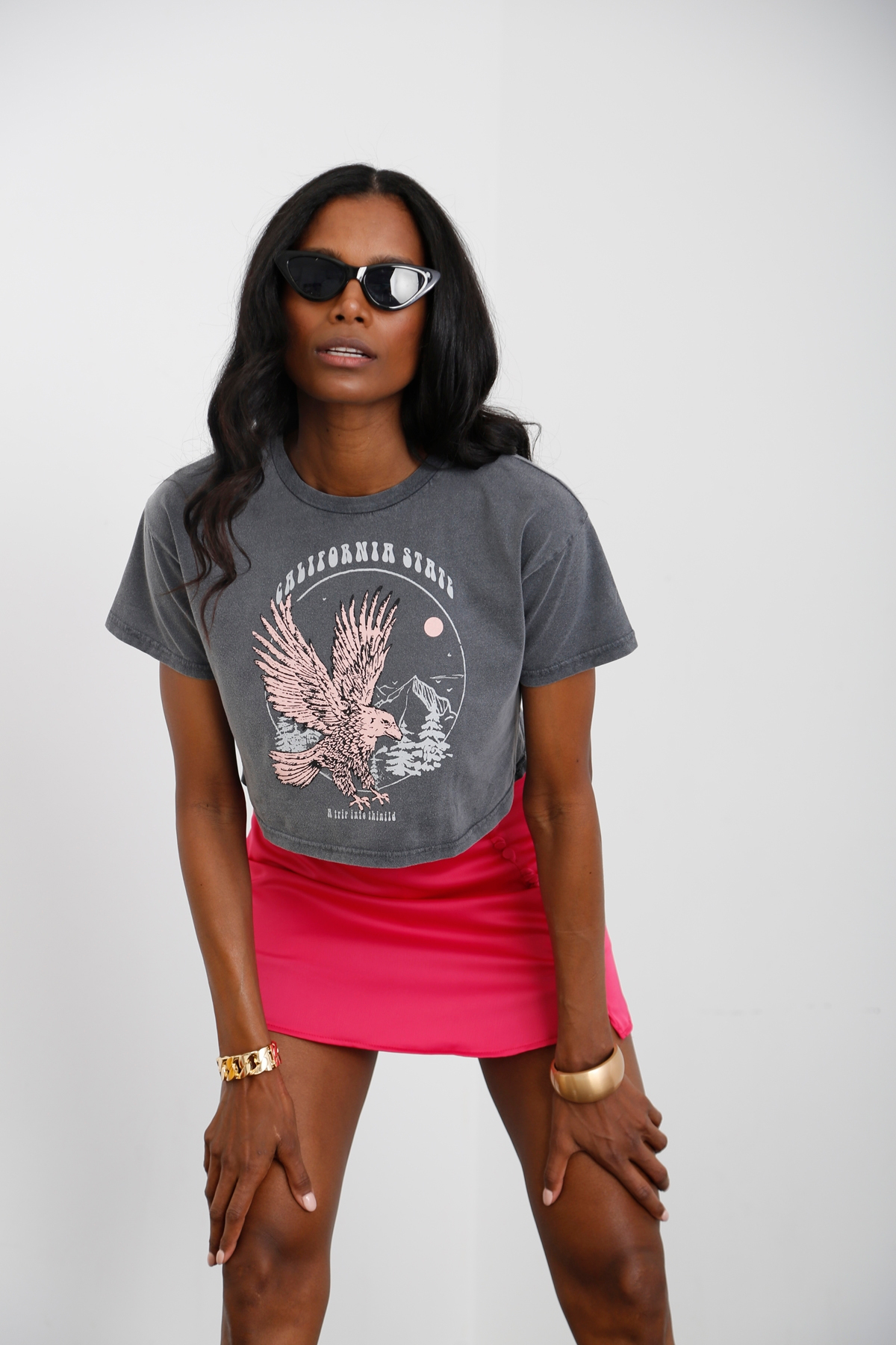 Füme Baskılı Crop Tshirt 19137