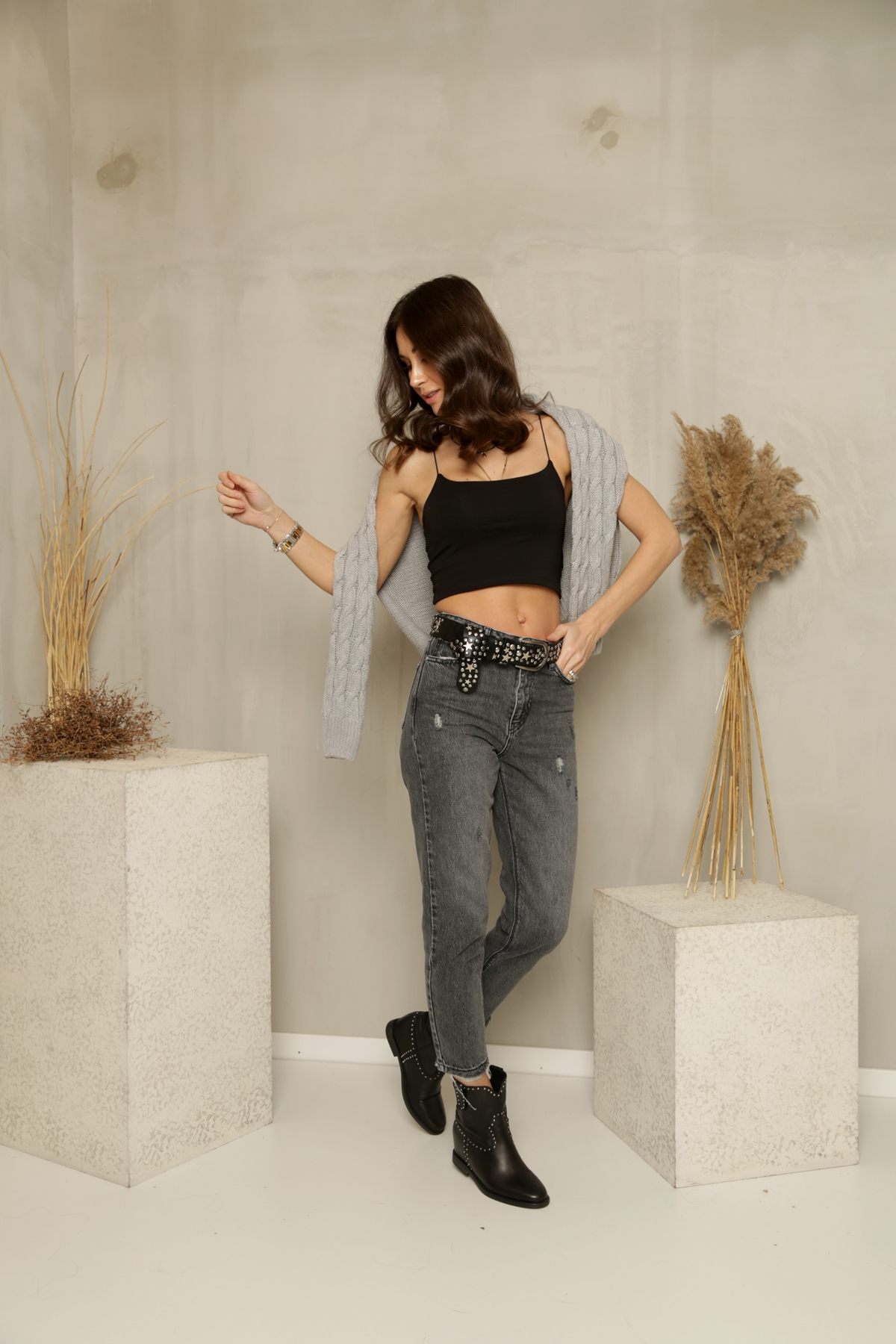 Füme Yırtıklı Mom Jean 521