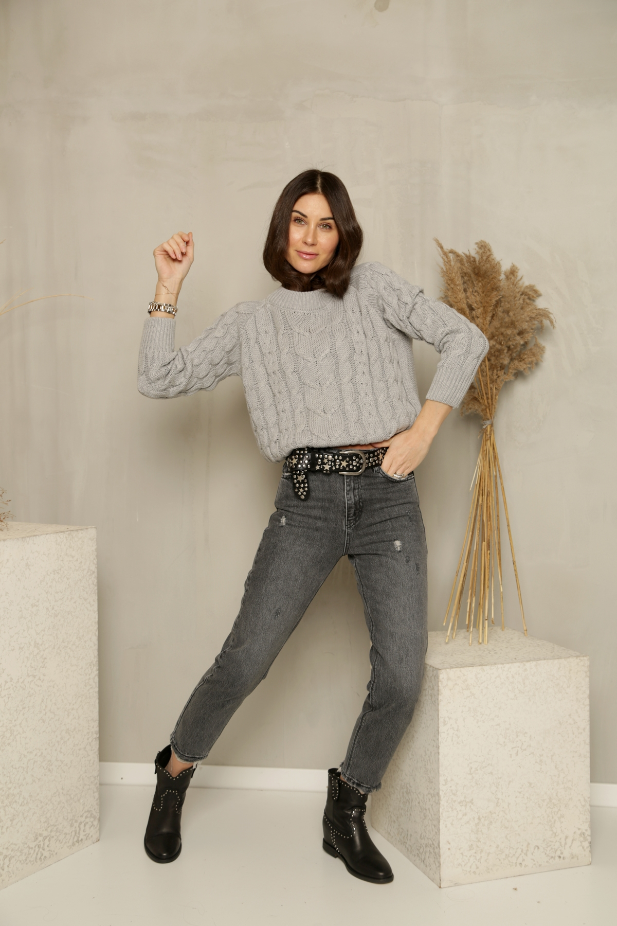 Füme Yırtıklı Mom Jean 521