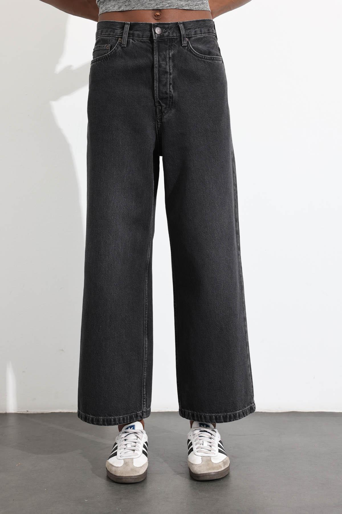 Füme Yüksek Bel Baggy Jean 