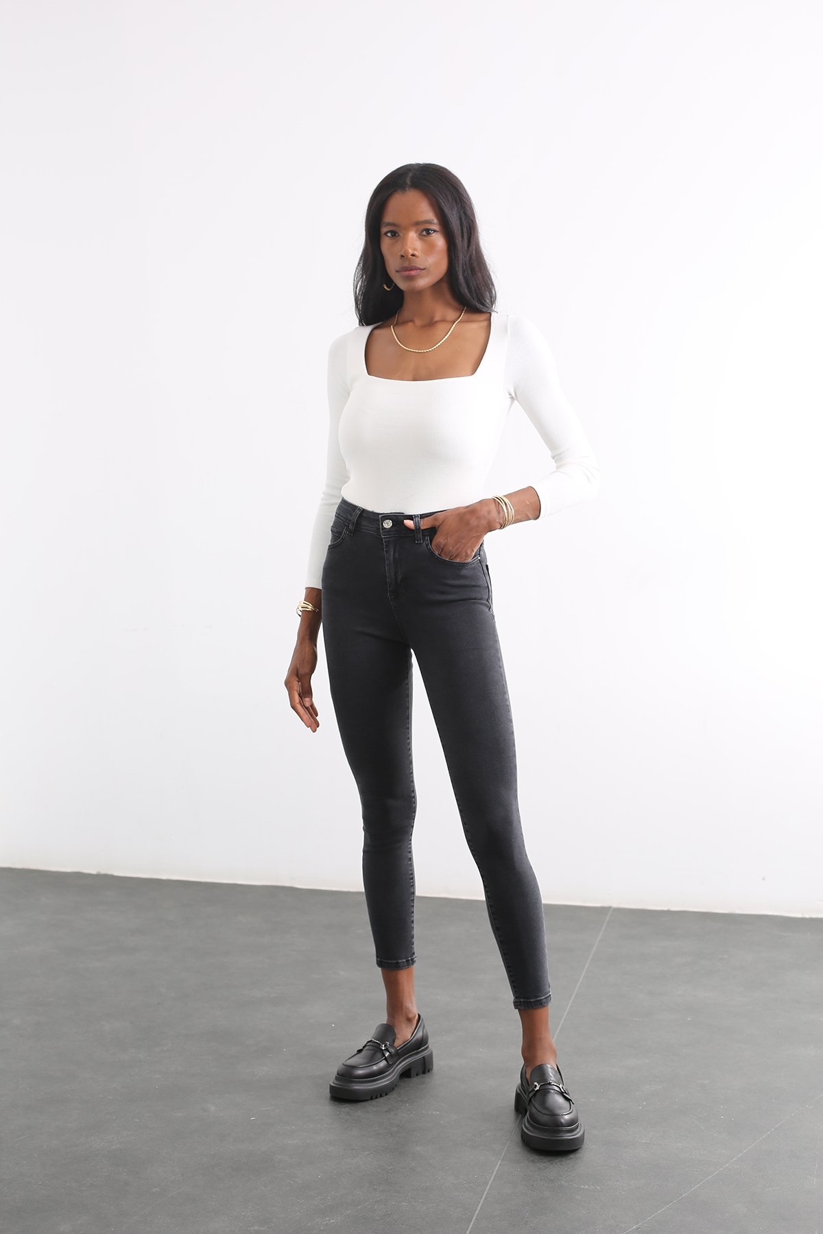 Füme Yüksek Bel Skinny Jean 22449