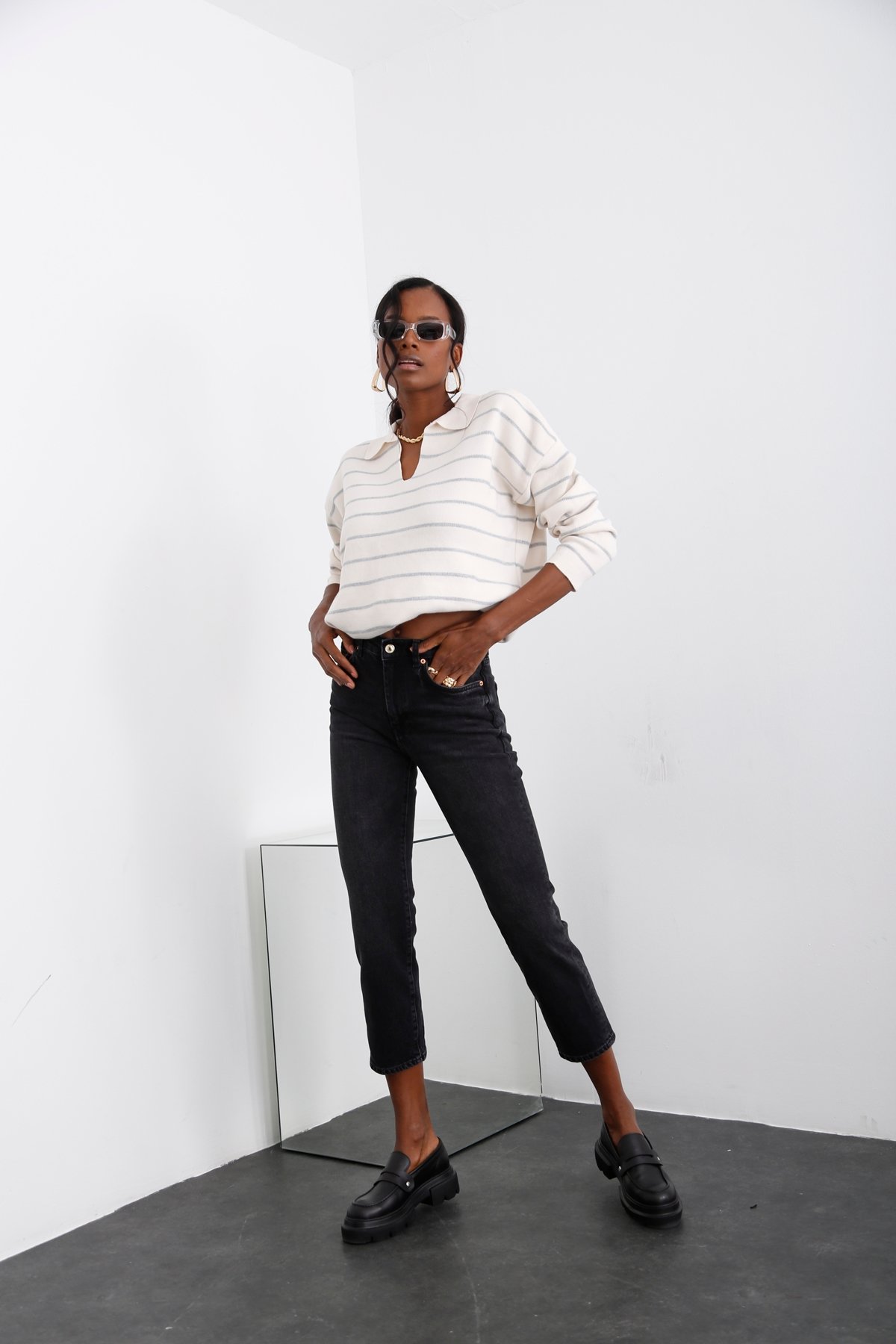 Füme Yüksek Bel Slim Fit Jean 