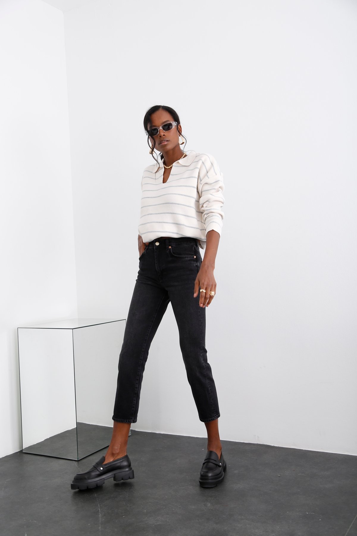 Füme Yüksek Bel Slim Fit Jean 