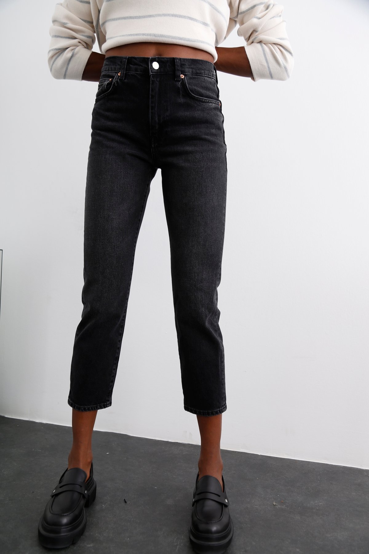 Füme Yüksek Bel Slim Fit Jean 