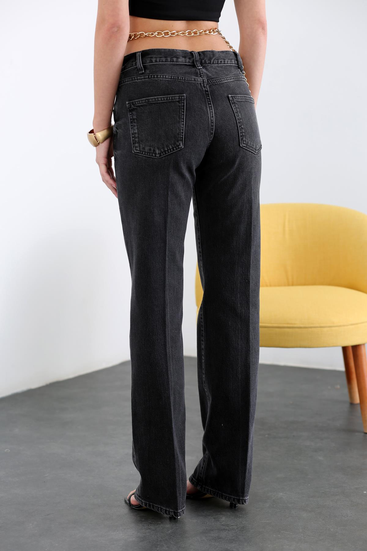 Füme Yüksek Bel Straight Fit Jean 