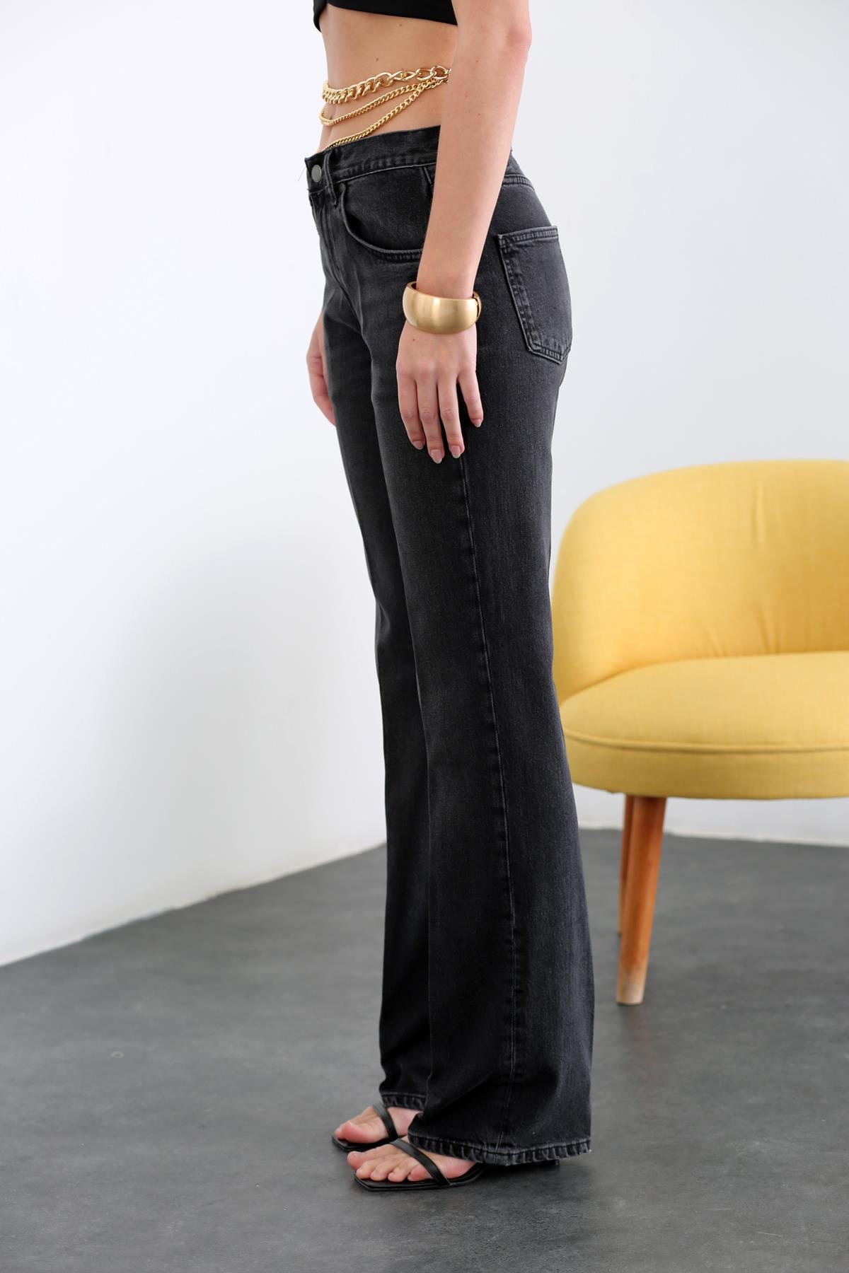 Füme Yüksek Bel Straight Fit Jean 