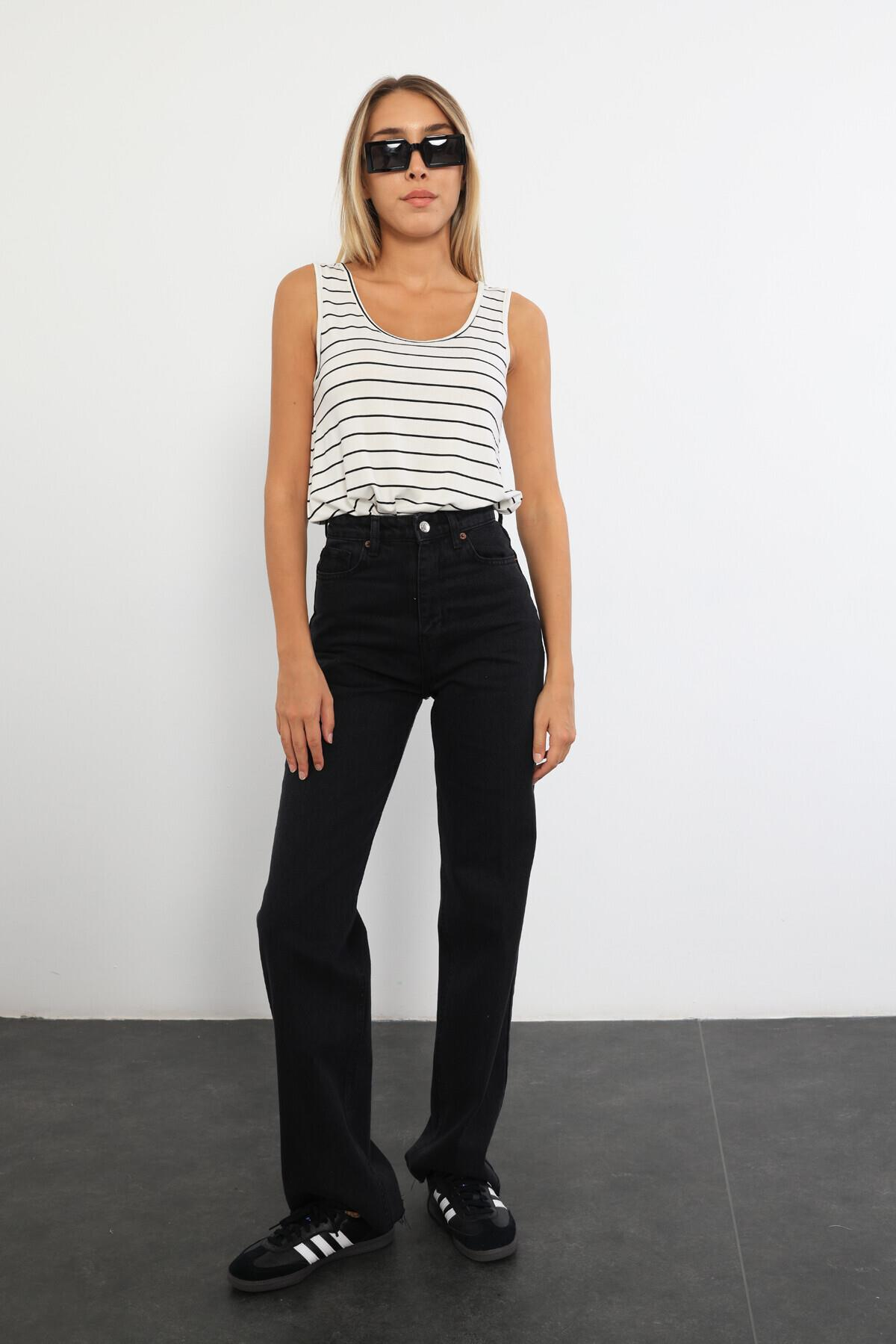 Füme Yüksek Bel Straight Fit Jean 2141