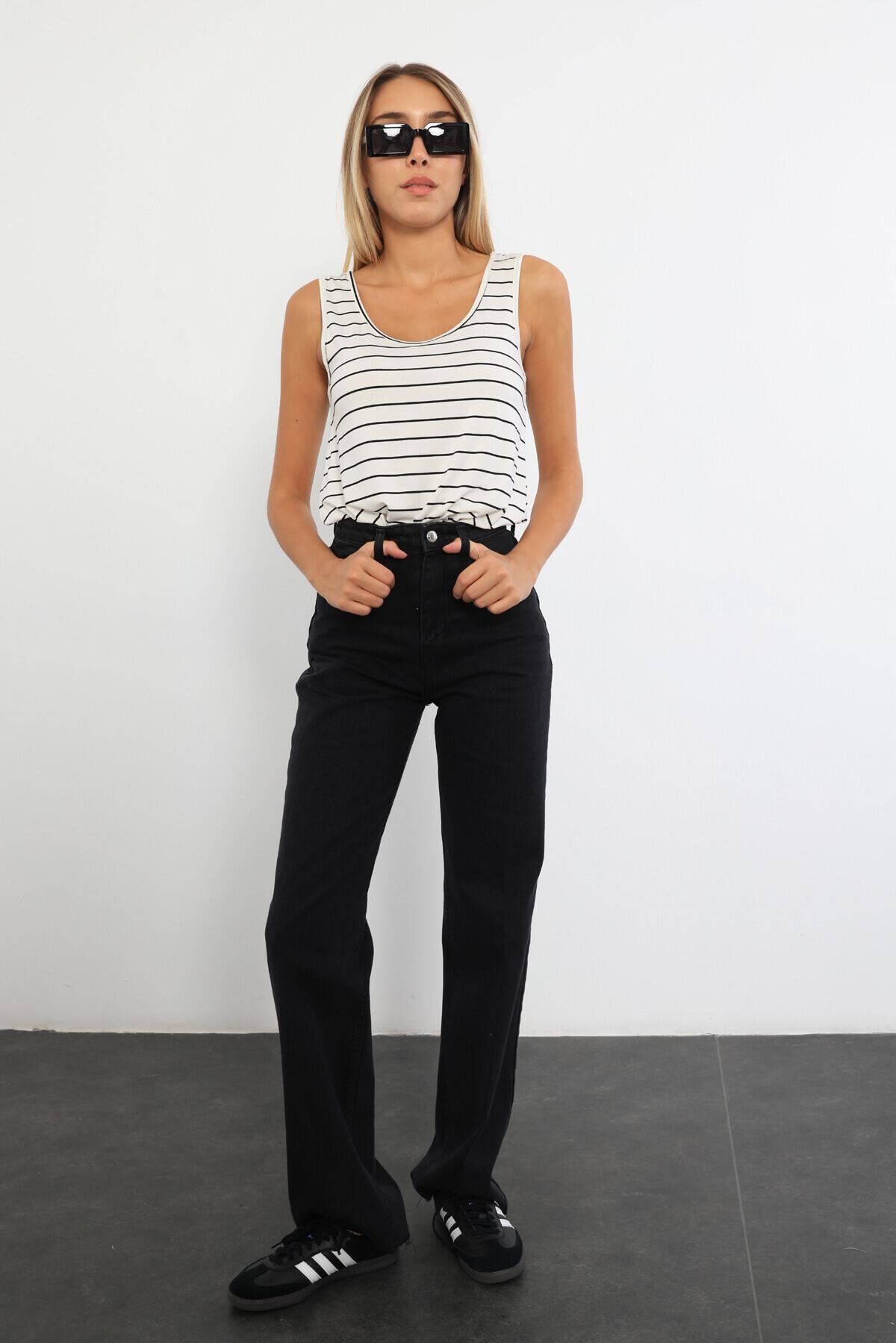 Füme Yüksek Bel Straight Fit Jean 2141