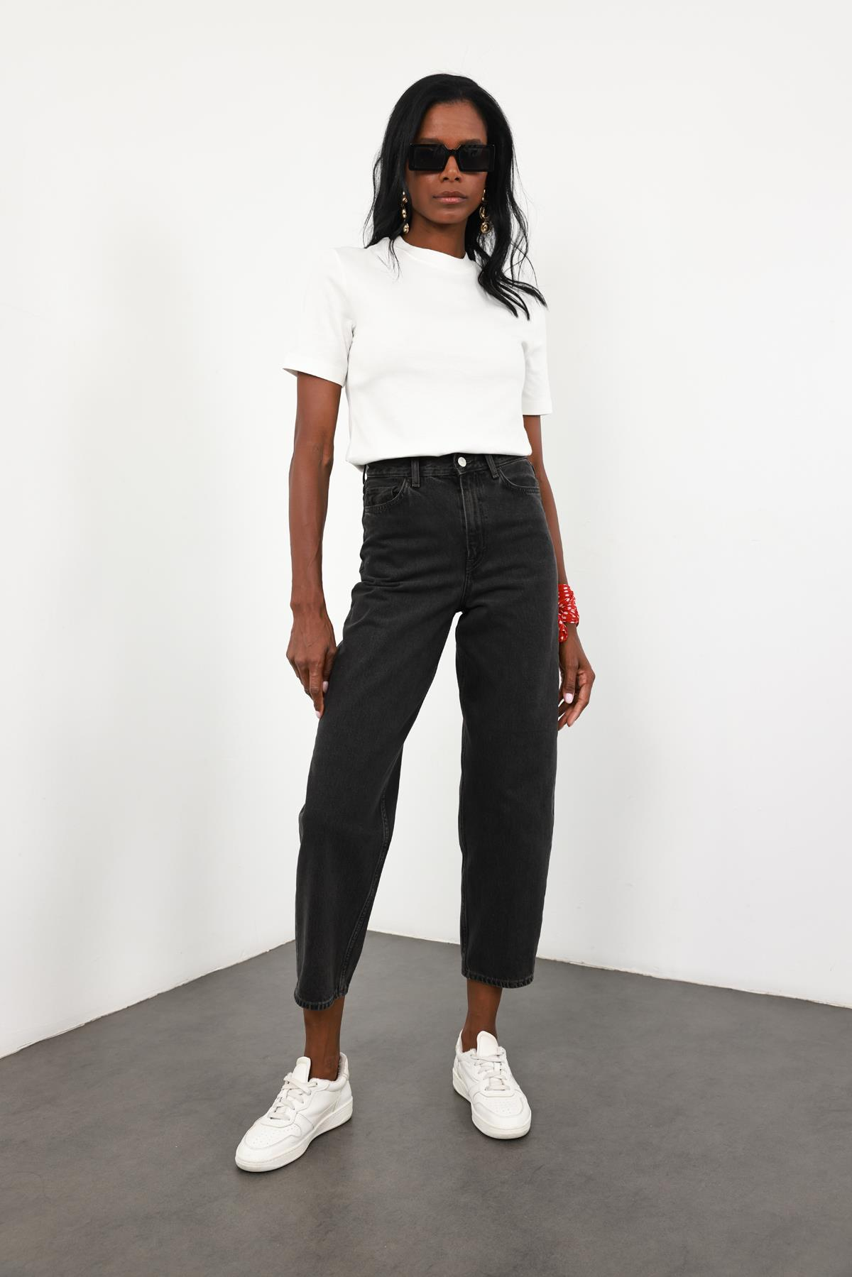 Füme Yüksek Bel Tapered Jean 