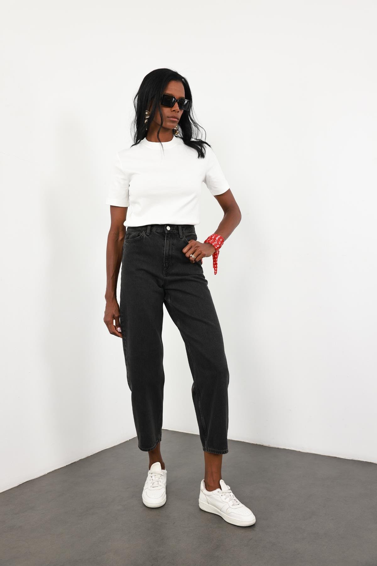 Füme Yüksek Bel Tapered Jean 
