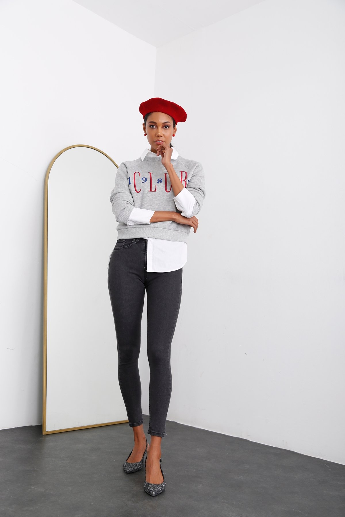 Füme Yüksek Bel Toparlayan Slim Fit Jean 