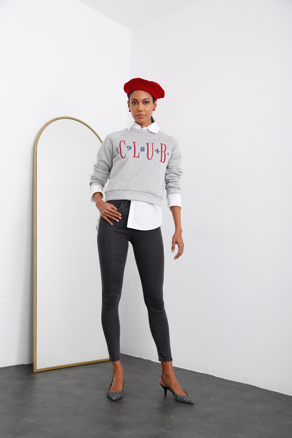 Füme Yüksek Bel Toparlayan Slim Fit Jean 