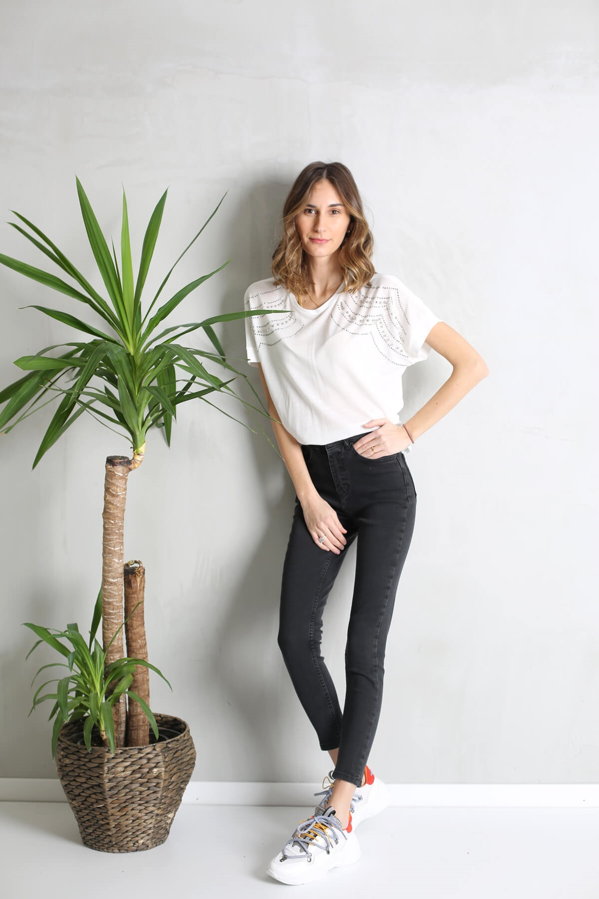 Füme Yüksek Bel Toparlayan Slim Fit Jean 002139