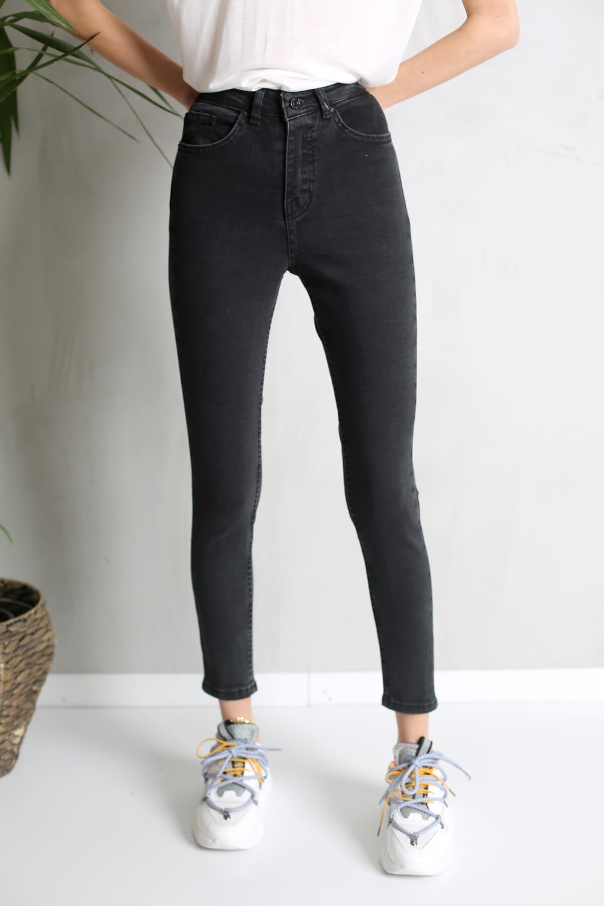 Füme Yüksek Bel Toparlayan Slim Fit Jean 002139