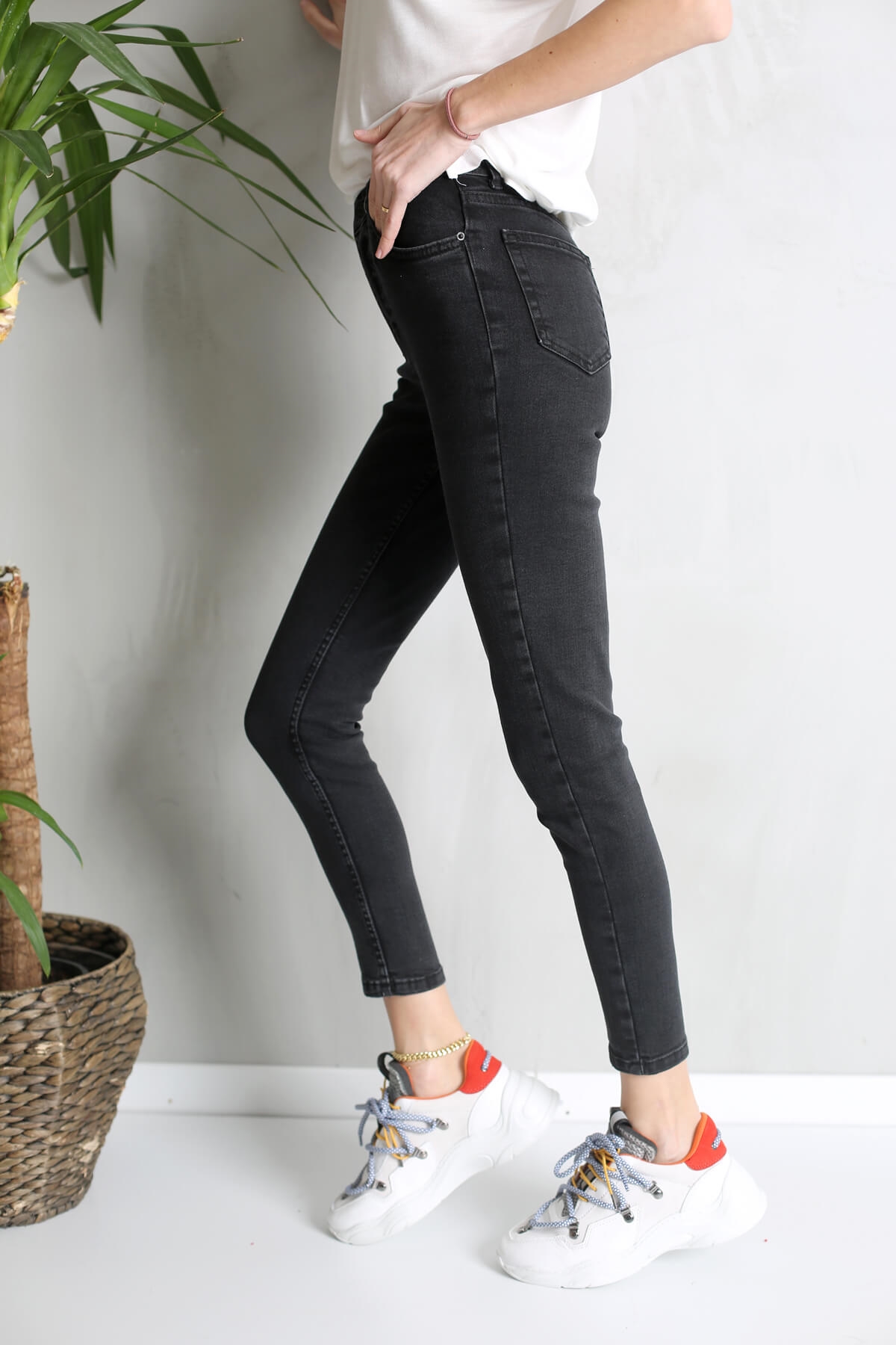 Füme Yüksek Bel Toparlayan Slim Fit Jean 002139