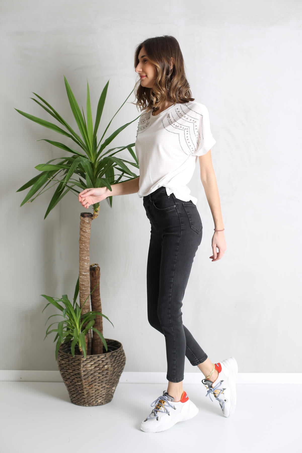 Füme Yüksek Bel Toparlayan Slim Fit Jean 002139