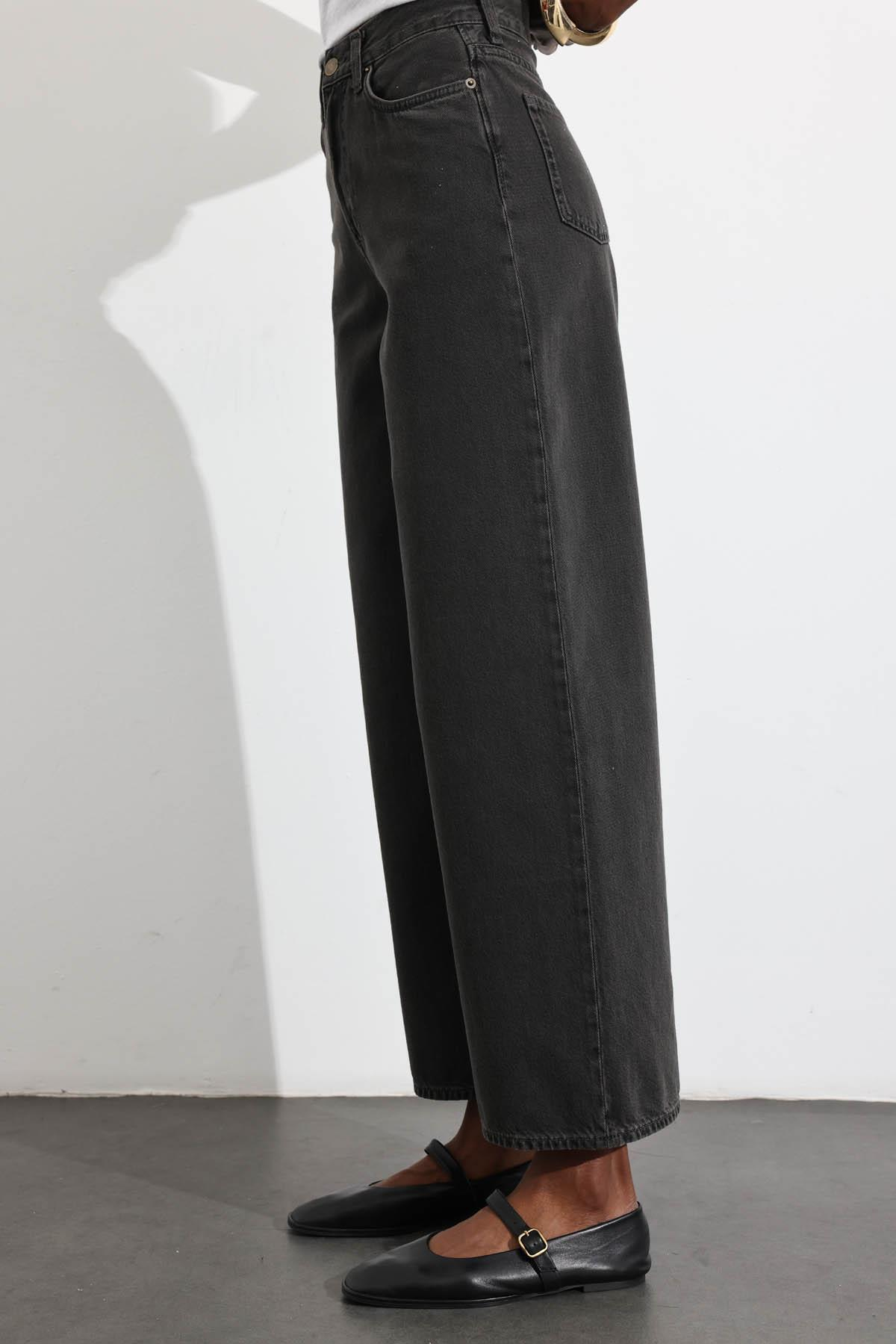 Füme Yüksek Bel Yumuşak Wide Leg Jean 