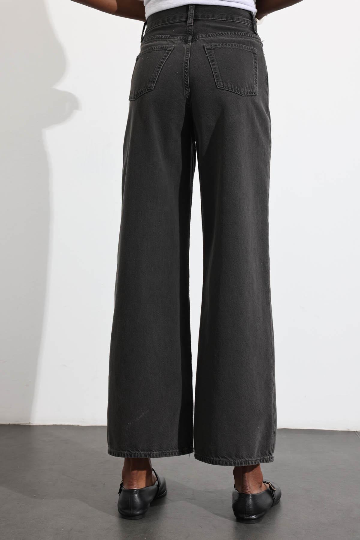 Füme Yüksek Bel Yumuşak Wide Leg Jean 
