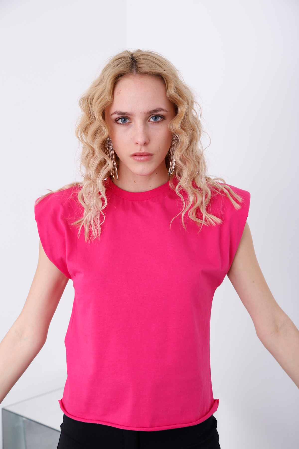 Fuşya Vatkalı Kolsuz Tshirt 3295