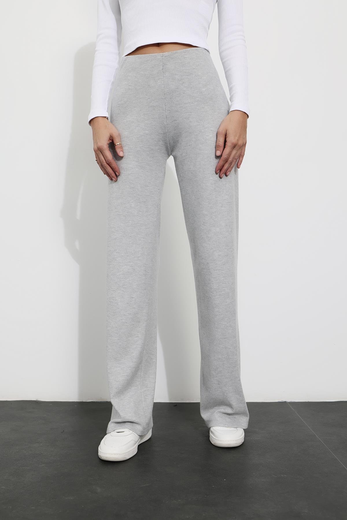 Gri Beli Lastikli Yumuşak Pantolon 8960