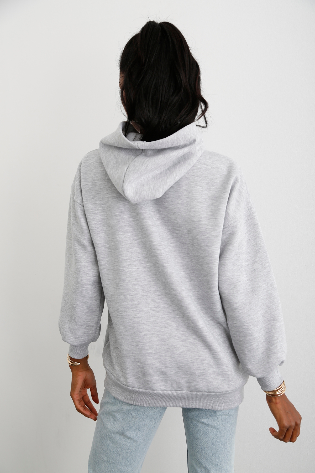 Gri Big Peaks Baskılı Şardonlu Sweatshirt 3603