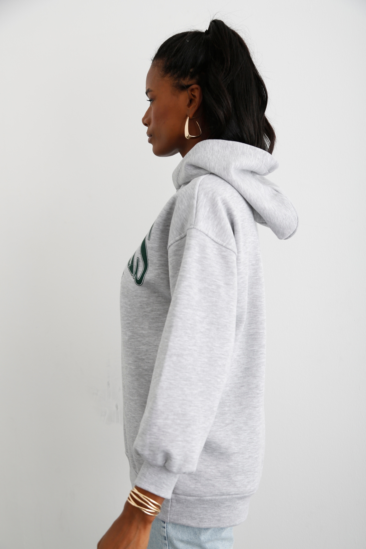 Gri Big Peaks Baskılı Şardonlu Sweatshirt 3603