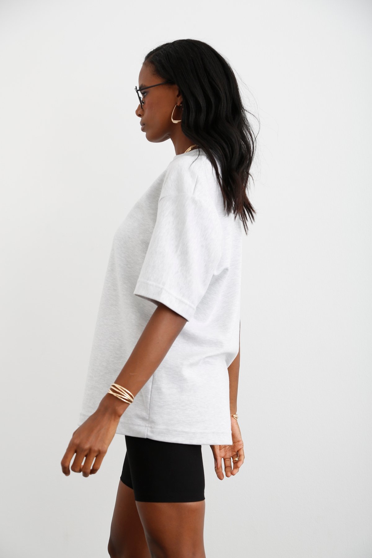 Gri Bisiklet Yaka Sweat Tshirt 
