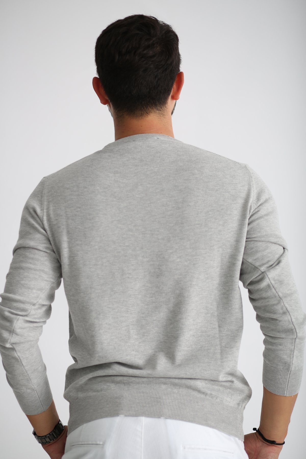 Gri Erkek Bisiklet Yaka Triko T1001