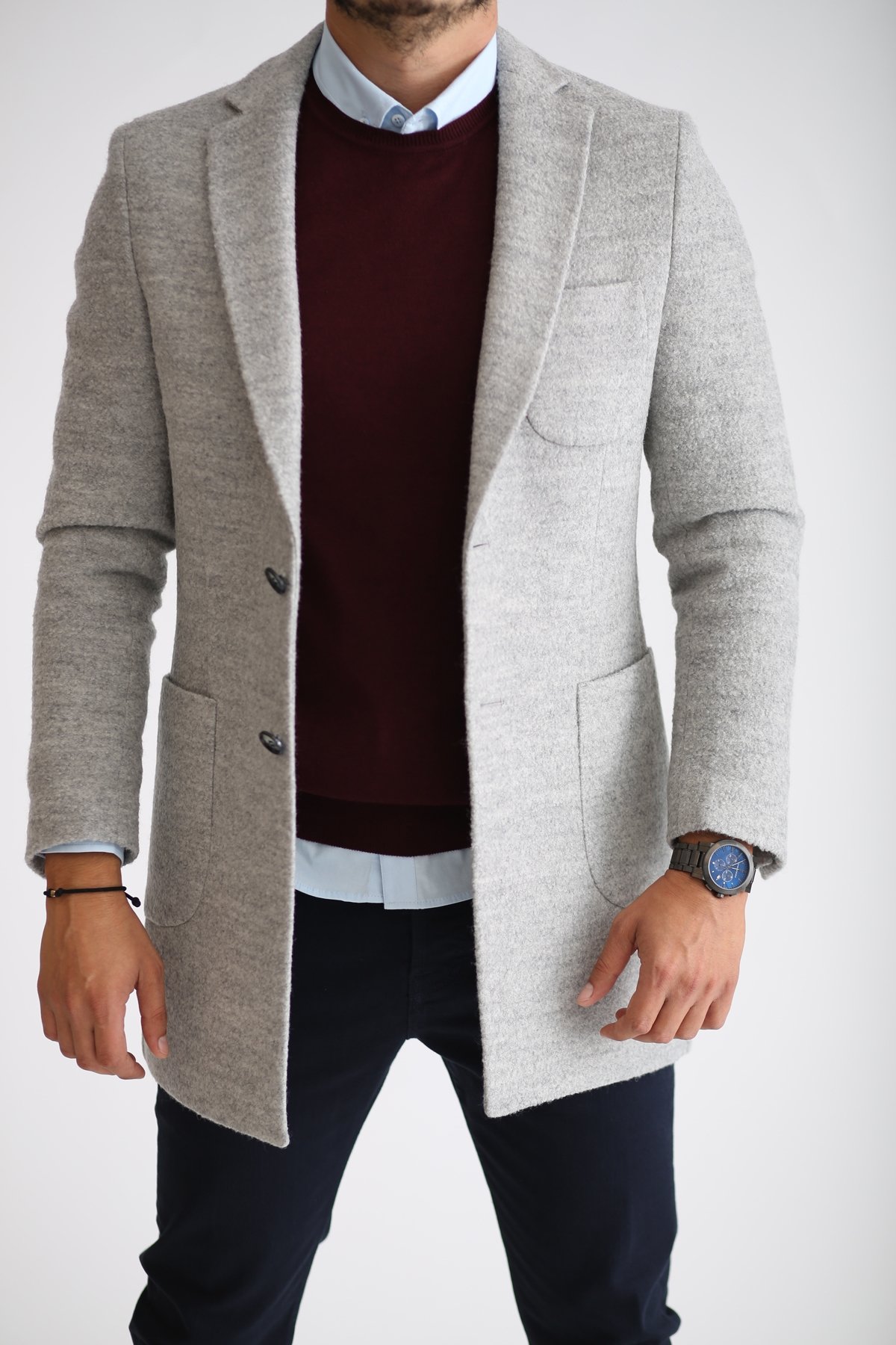 Gri Erkek Kaşe Mont 5093