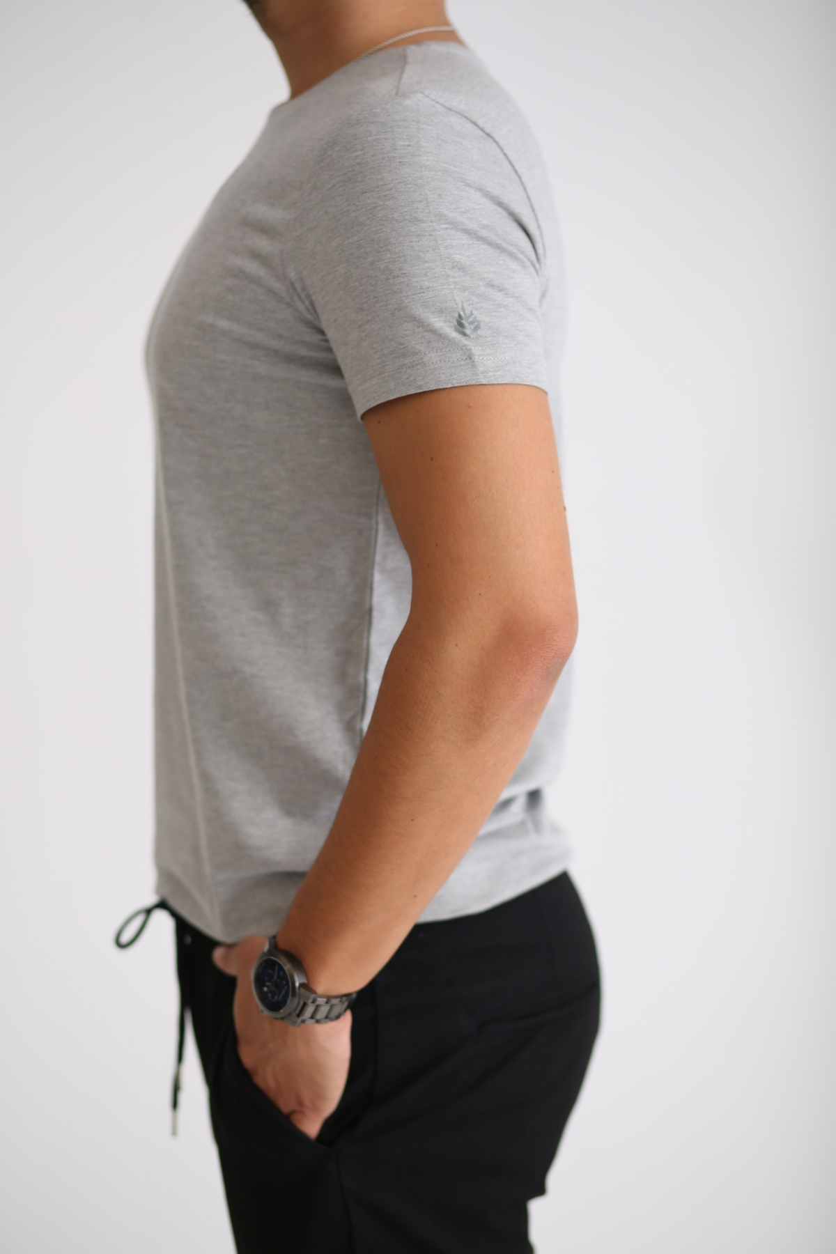 Gri Erkek Likralı Basic Tshirt SM-108