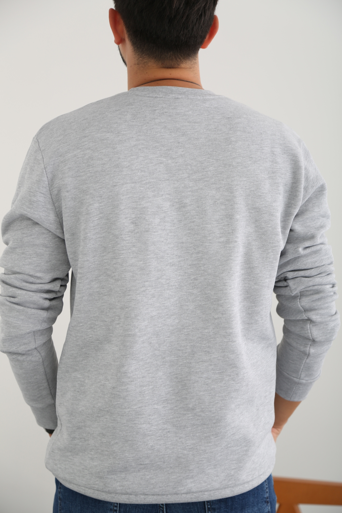 Gri Erkek Şardonlu Basic Sweatshirt 863