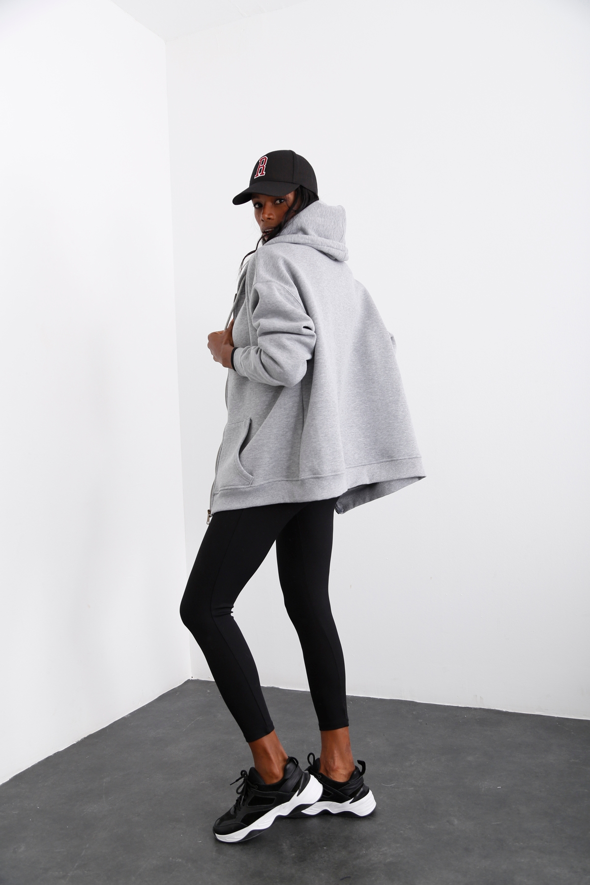 Gri Fermuarlı Şardonlu Sweatshirt 