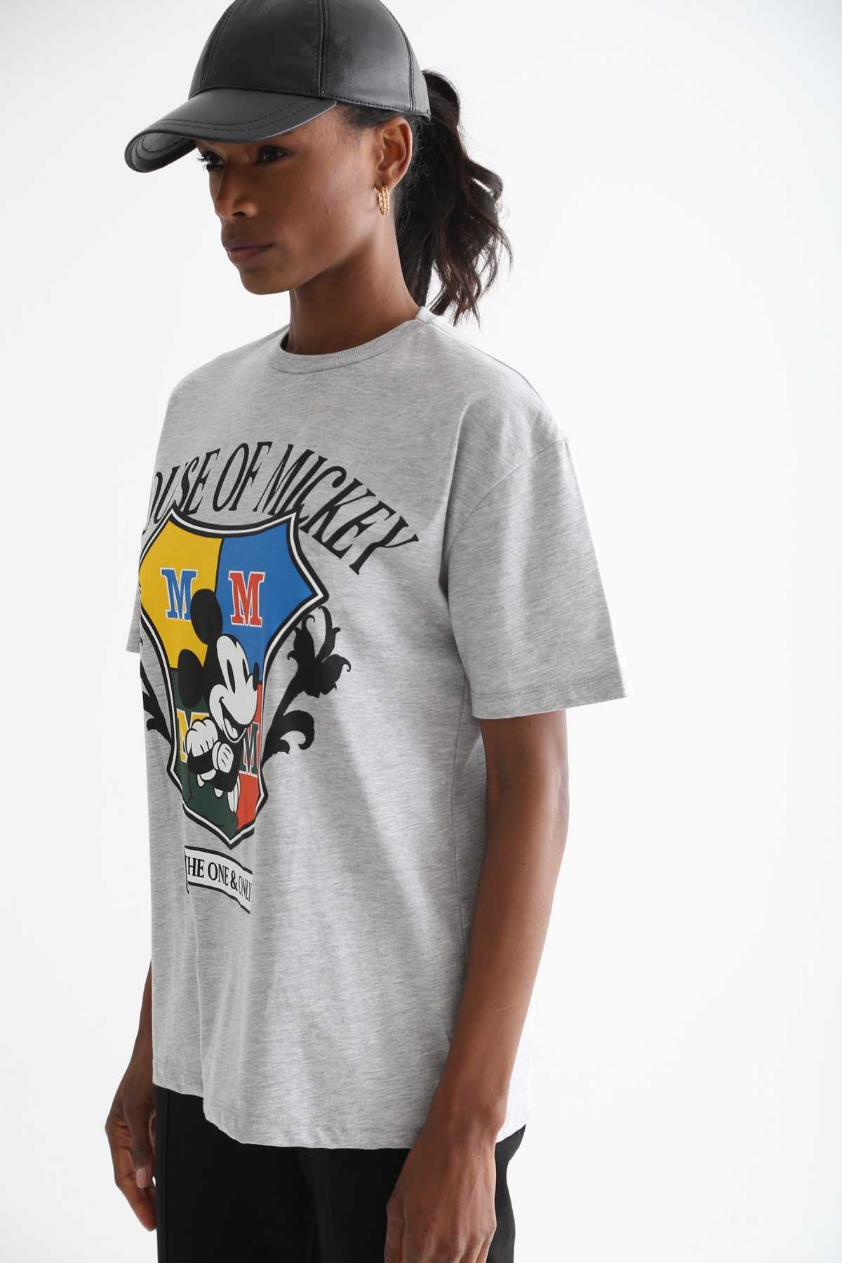 Gri House Of Mickey Baskılı Tshirt 3334