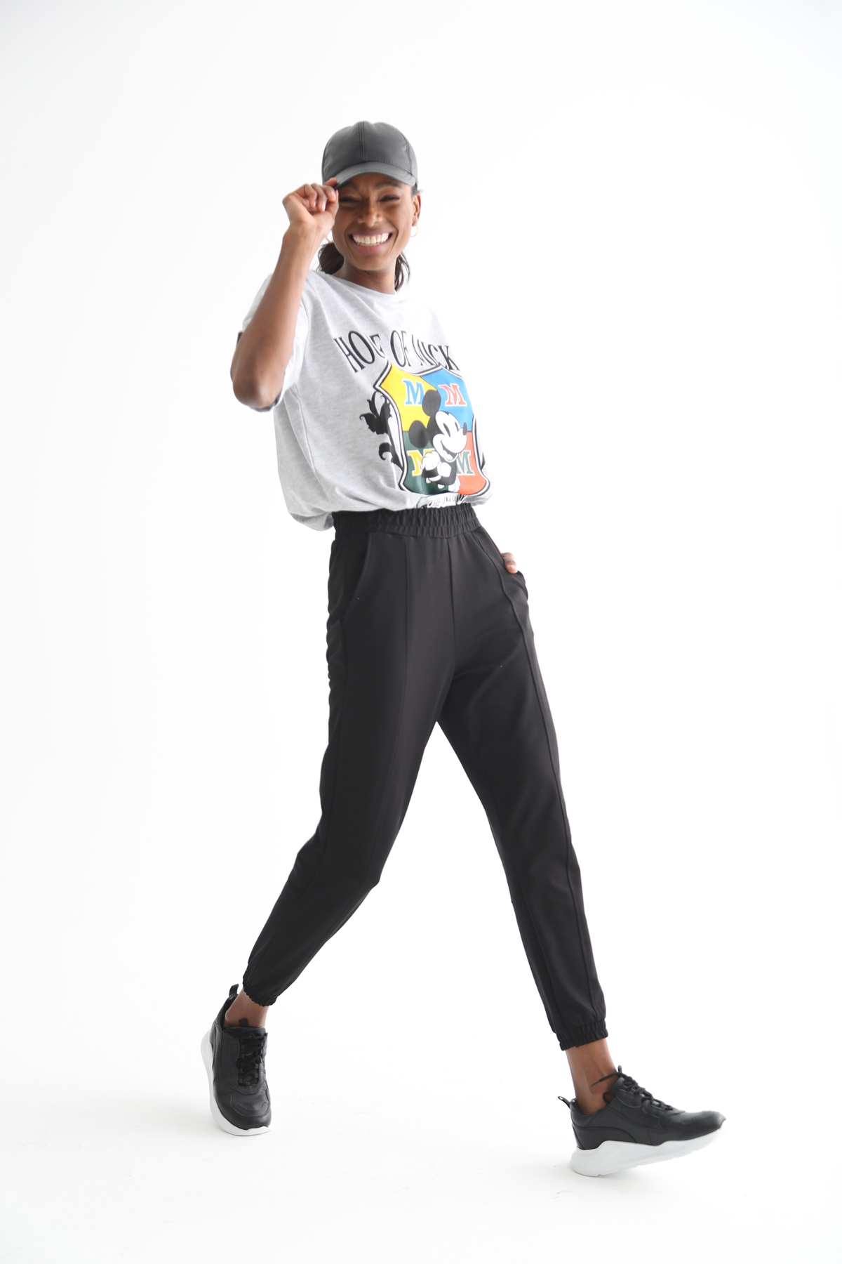 Gri House Of Mickey Baskılı Tshirt 3334