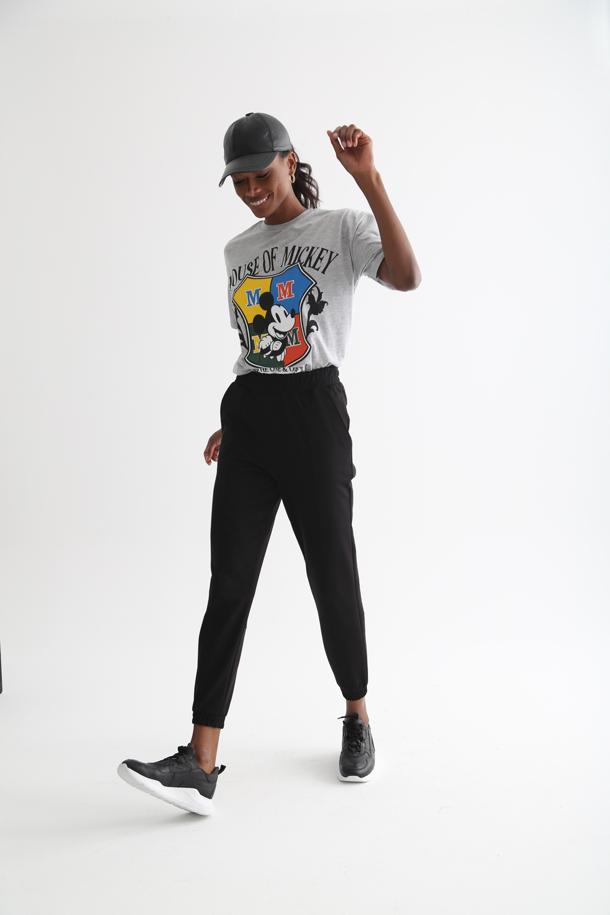 Gri House Of Mickey Baskılı Tshirt 3334