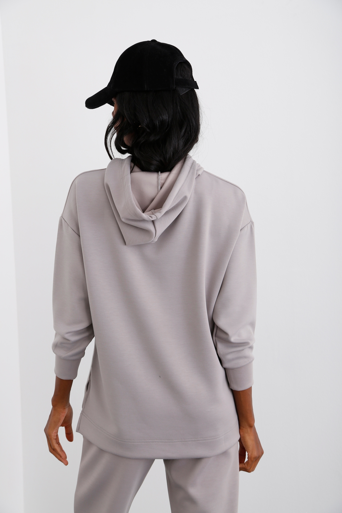 Gri Kanguru Cep Modal Sweatshirt 14102