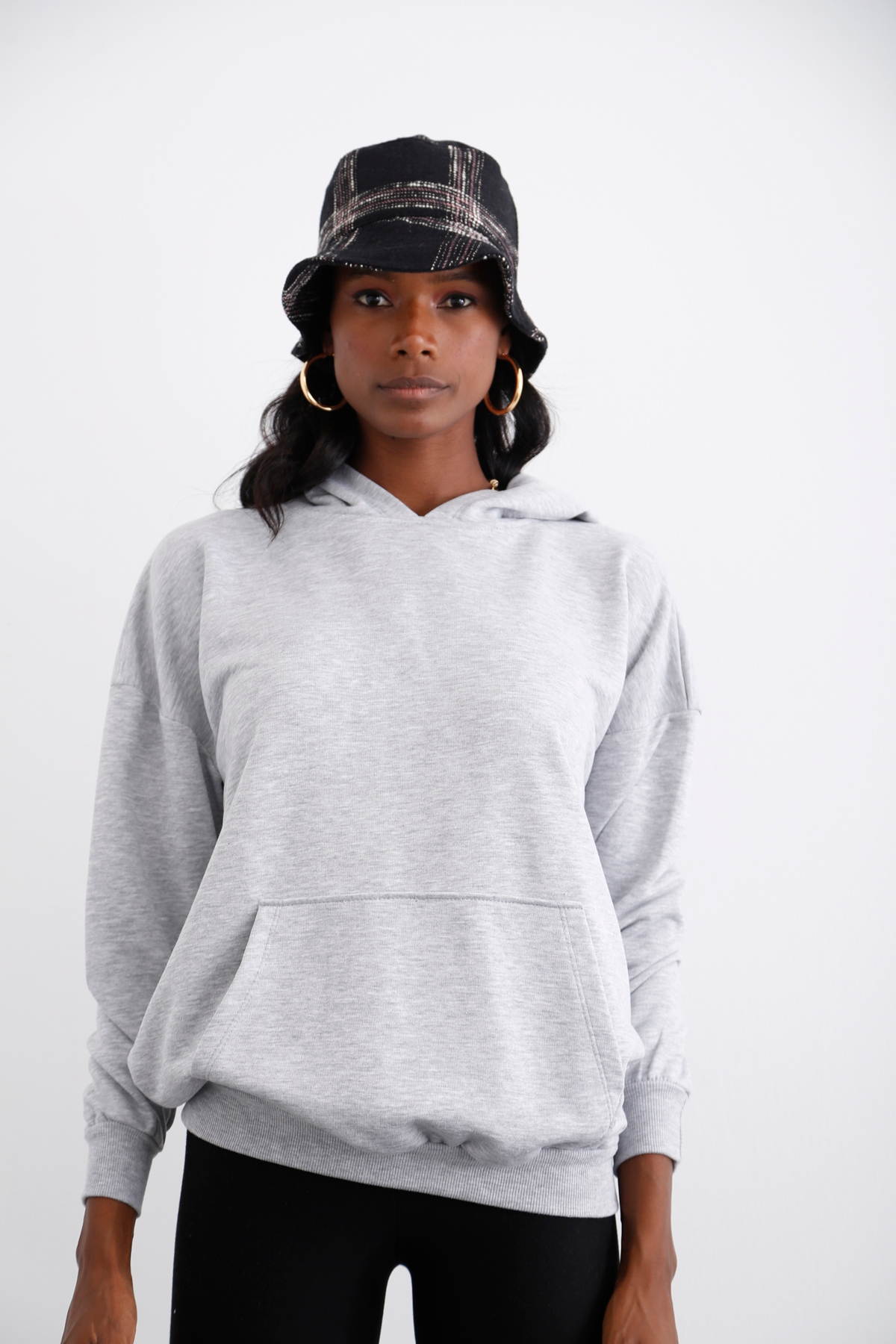 Gri Kanguru Cepli Sweatshirt 3234
