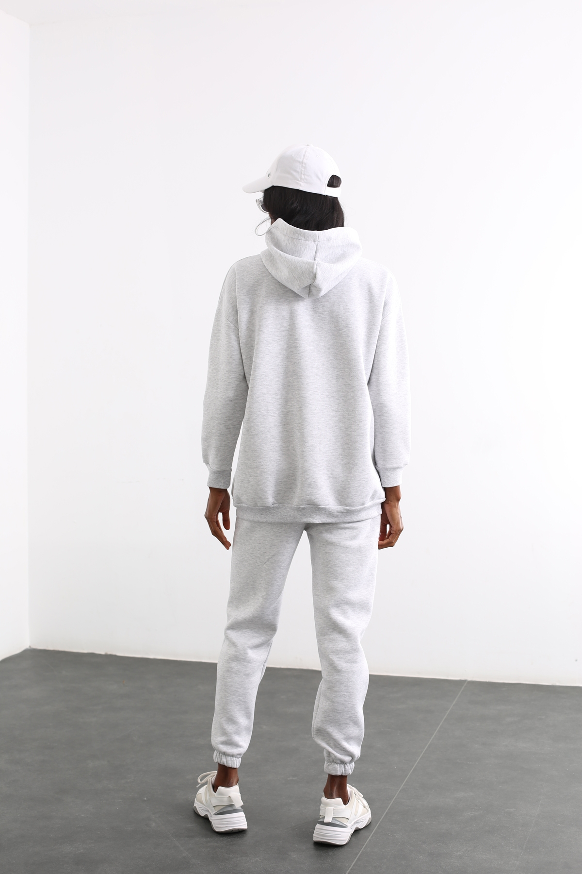 Gri Kapüşonlu Sweatshirt Takım 3828