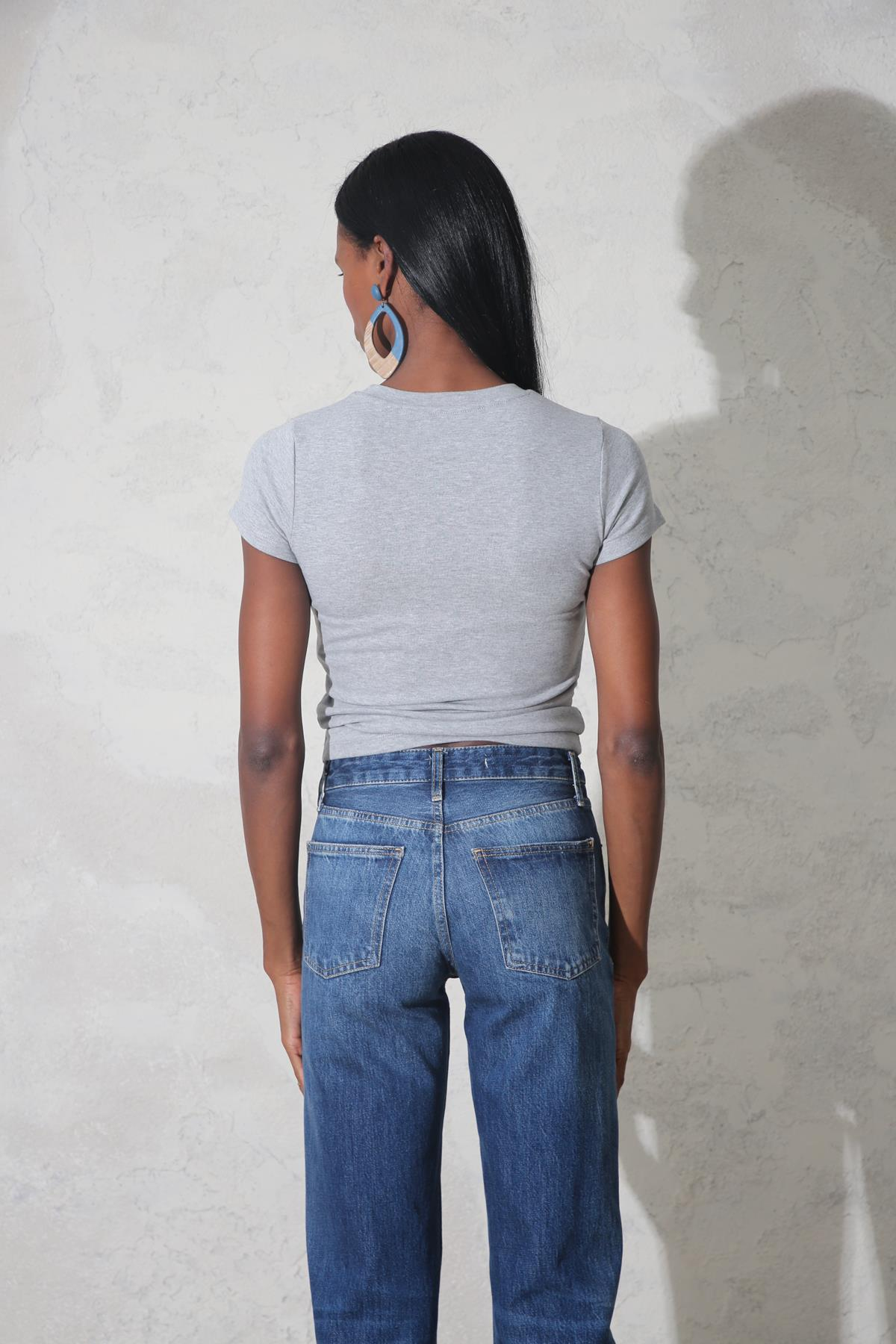 Gri Melanj Soft Touch Bambu Basic Tişört 