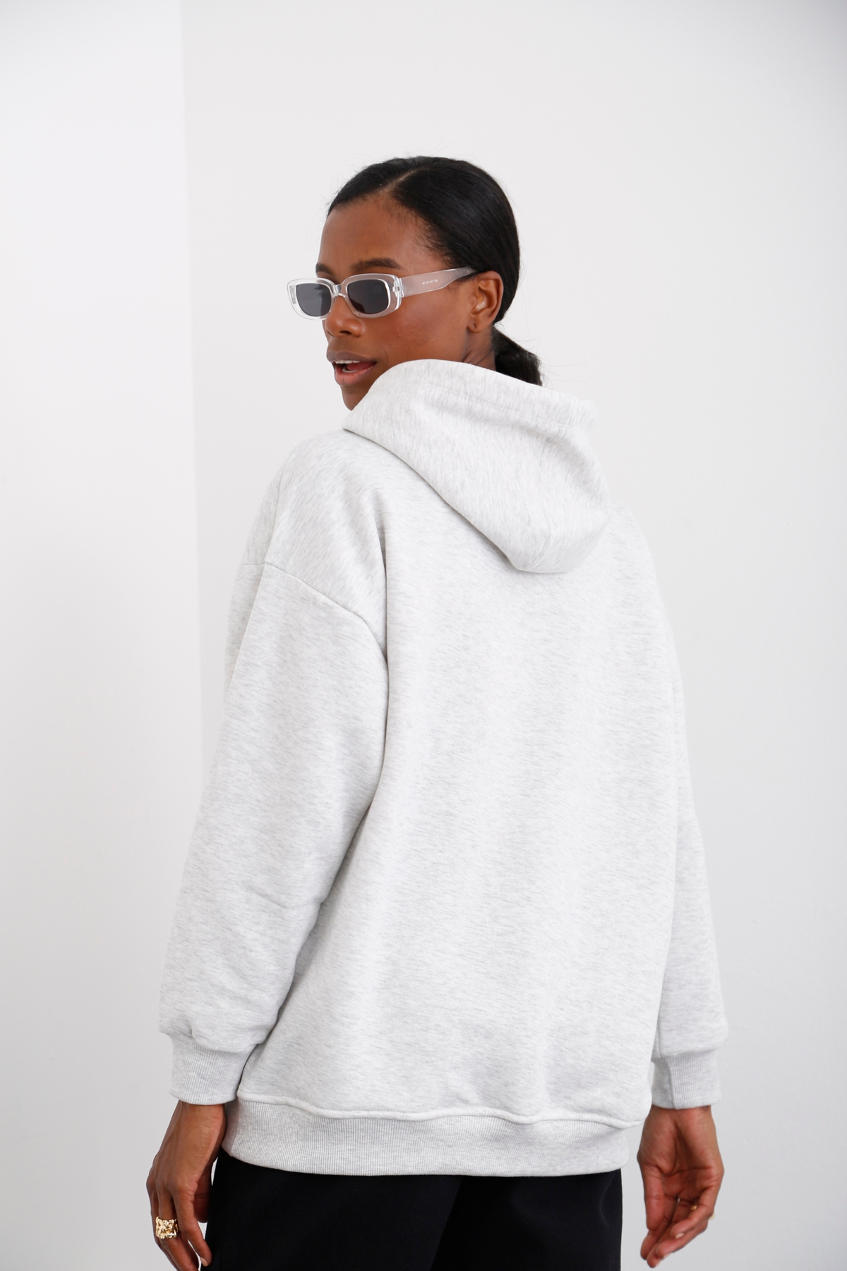 Gri New York Baskılı Şardonlu Sweatshirt 0078