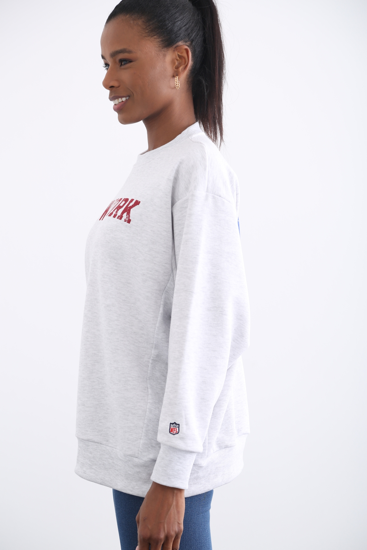 Gri New York Baskılı Sweatshirt 