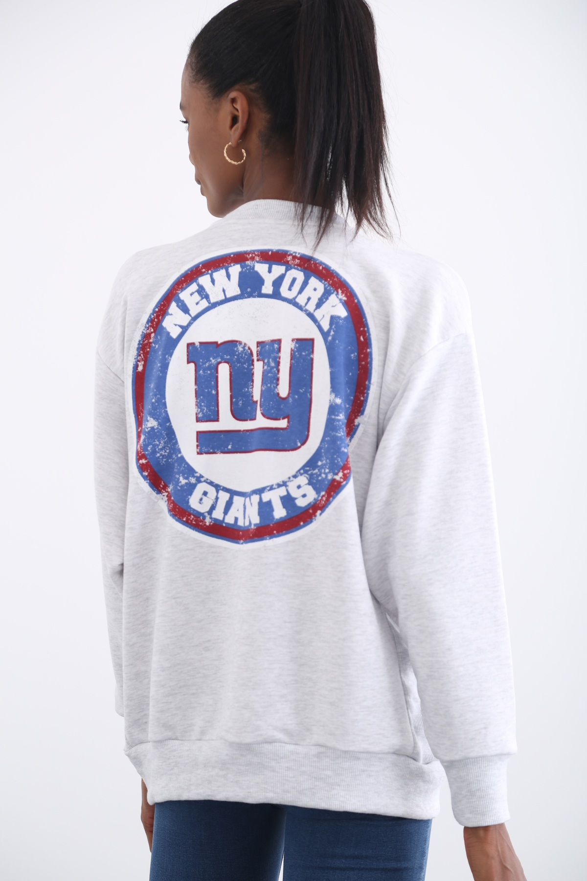 Gri New York Baskılı Sweatshirt 