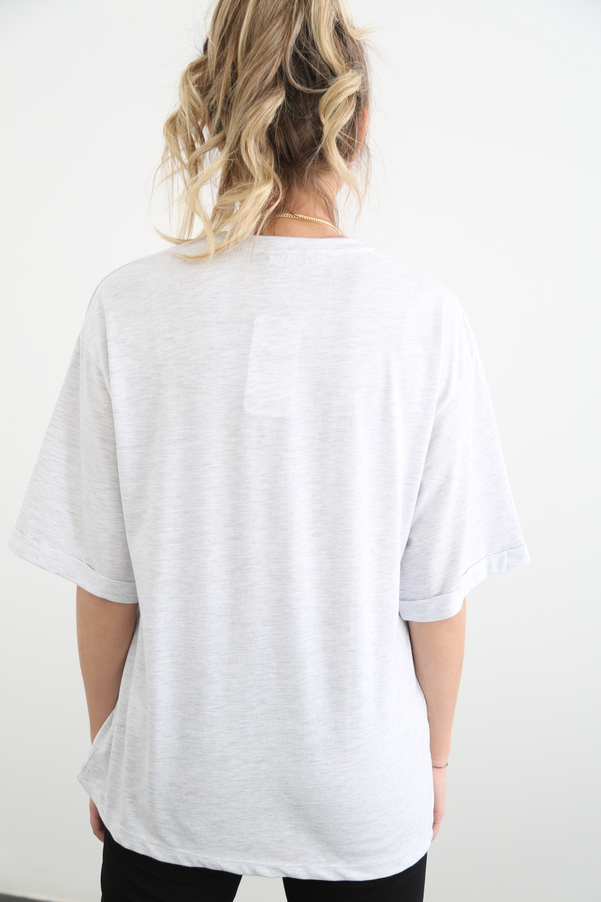 Gri New York Baskılı Tshirt 10194