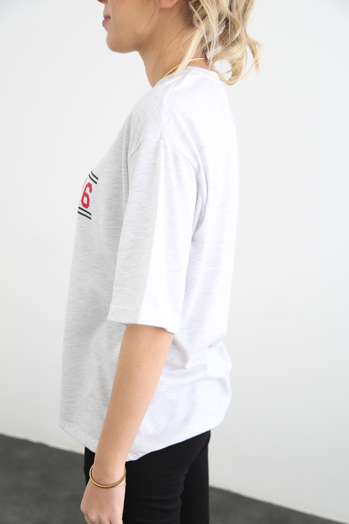 Gri New York Baskılı Tshirt 10194