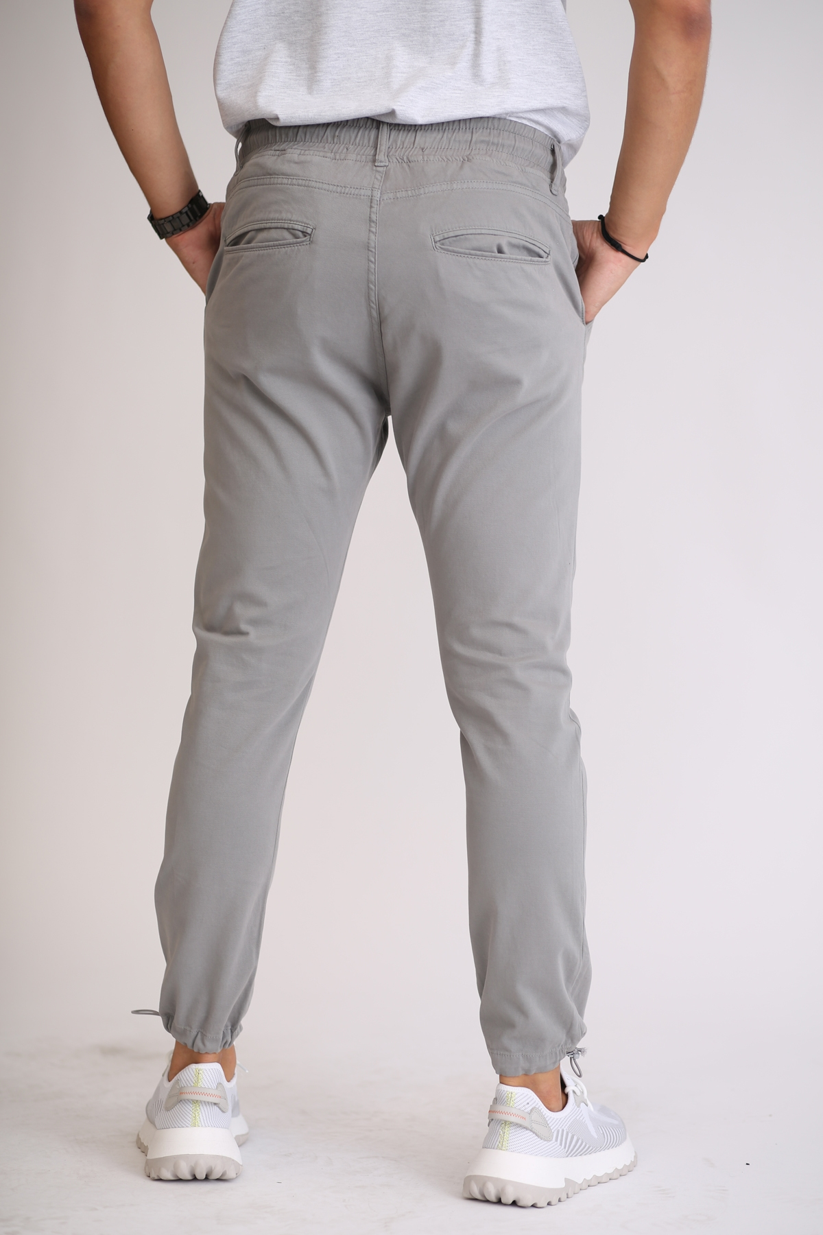 Gri Paçası Lastikli Pantolon 7299