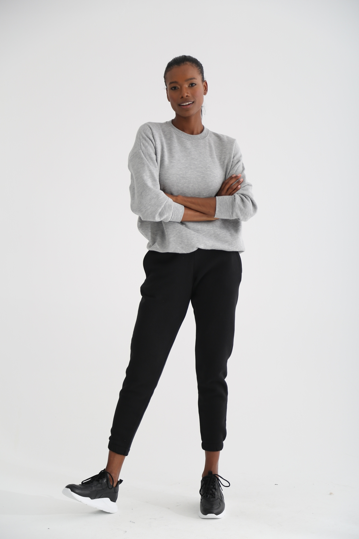Gri Şardonlu Basic Sweatshirt 3200